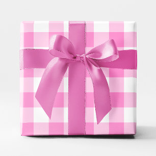 Papel De Presente Xadrez Grande Rosa e Branco Bonito