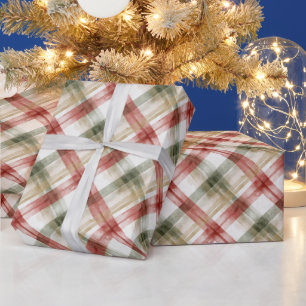 Papel De Presente Xadrez Listras Vermelho Branco Verde Natal