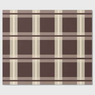 Papel De Presente Xadrez Marrom e Bege