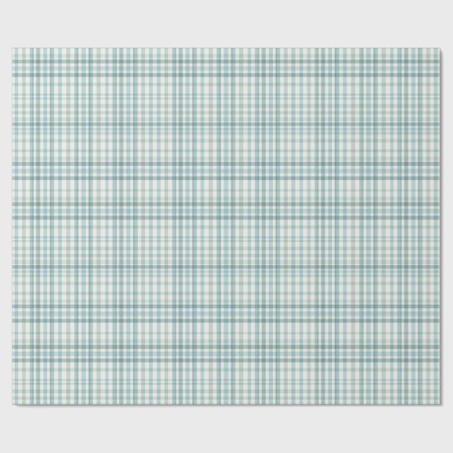 Papel De Presente Xadrez Micro-Verde Água Silenciado (Aberto)