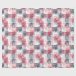 Papel De Presente Xadrez Miúdo Abstrato Rosa e Cinza