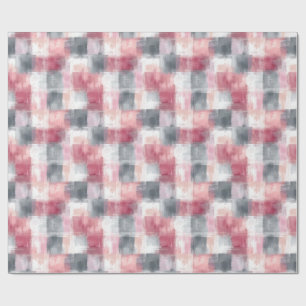 Papel De Presente Xadrez Miúdo Abstrato Rosa e Cinza