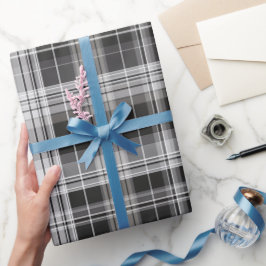 Papel De Presente Xadrez Moderno Cinza Carvão em Aço