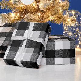 Papel De Presente Xadrez Monocromático Preto Branco Padrão Marfim