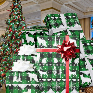 Papel De Presente Xadrez Nórdica de Buffalo Verde
