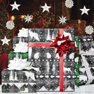 Papel De Presente Xadrez Nórdica de Cinzas Sueco