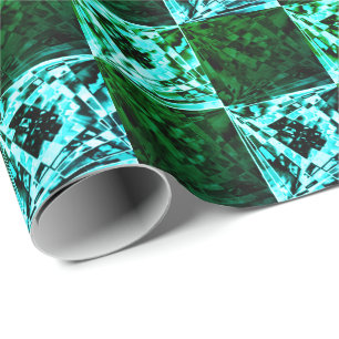 Papel De Presente Xadrez ou ciano verde e azul-céu, com retângulo