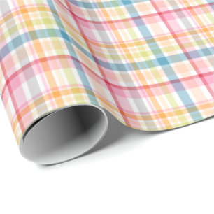 Papel De Presente Xadrez pastel brilhante multicolorido clã tartan