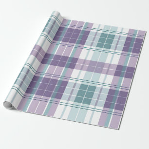 Papel De Presente Xadrez Pastel Turquesa e Roxo 