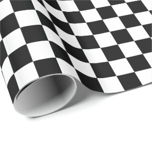 Papel De Presente Xadrez Preto e Branco