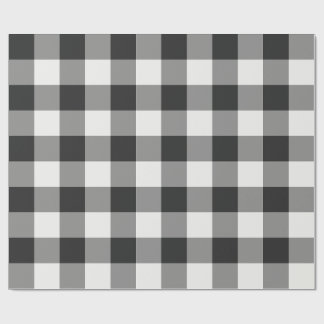 Papel De Presente Xadrez Preto e Branco Grande Gingham Plaid