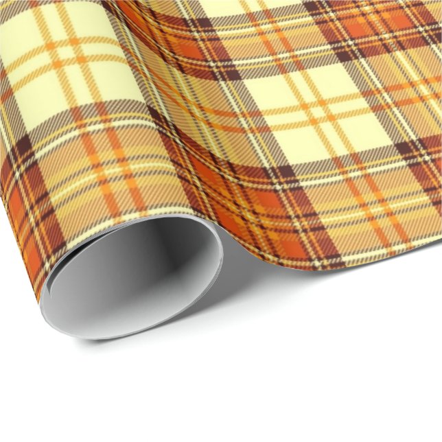 Papel De Presente Xadrez quente de outono (Ponta do rolo)
