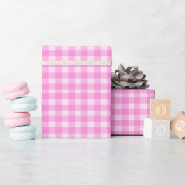 Papel De Presente Xadrez Rosa
