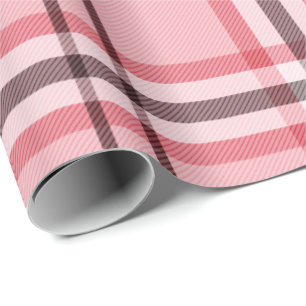 Papel De Presente Xadrez Rosa Chic e Cinza Padrão de Moda Festa