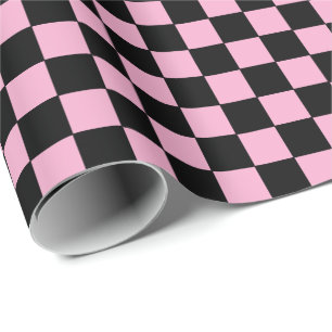Papel De Presente Xadrez rosa e preto