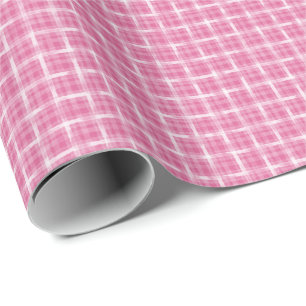 Papel De Presente Xadrez Rosa Framboesa Pintado