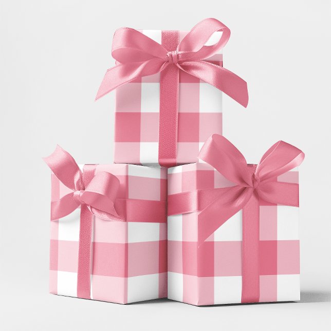 Papel De Presente Xadrez Rosa Imenso (Huge Pink Gingham Check Wrapping Paper)