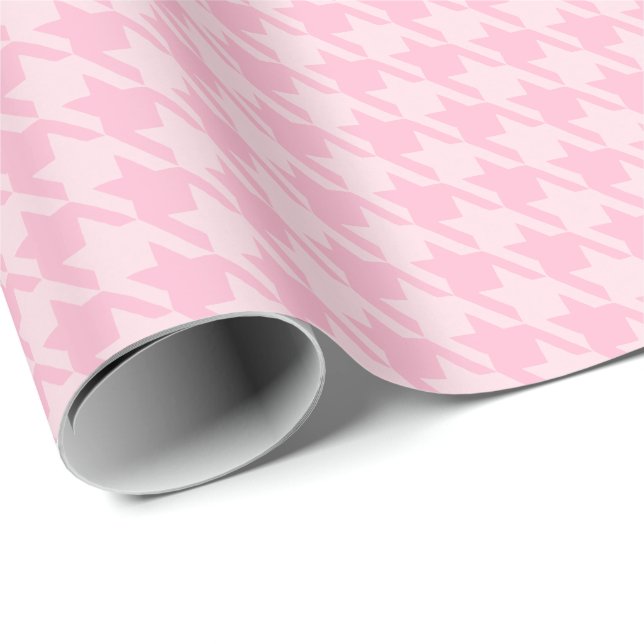 Papel De Presente Xadrez Rosa Pastel (Ponta do rolo)