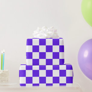 Papel De Presente Xadrez roxo visual clássico