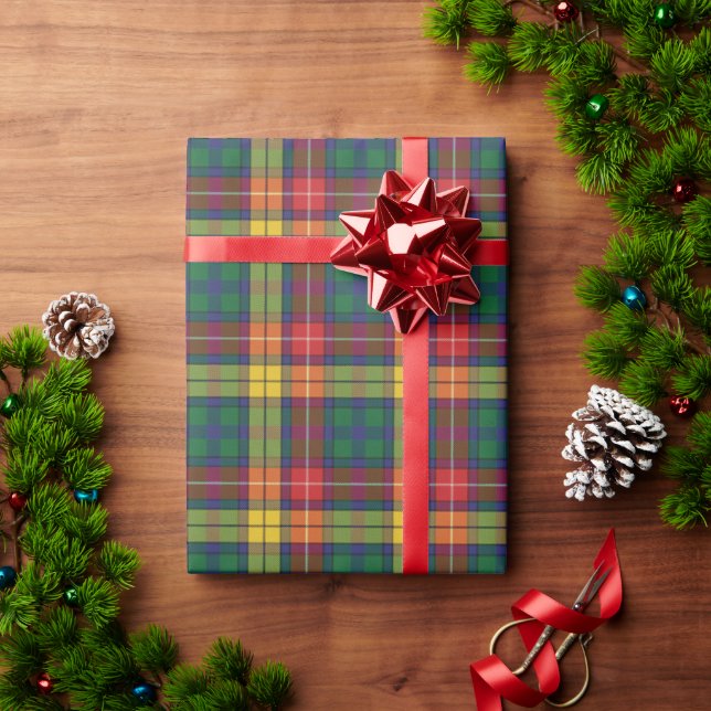 Papel De Presente Xadrez Rustic Clássico Feriado Vermelho Verde Tart (Presente de Natal)