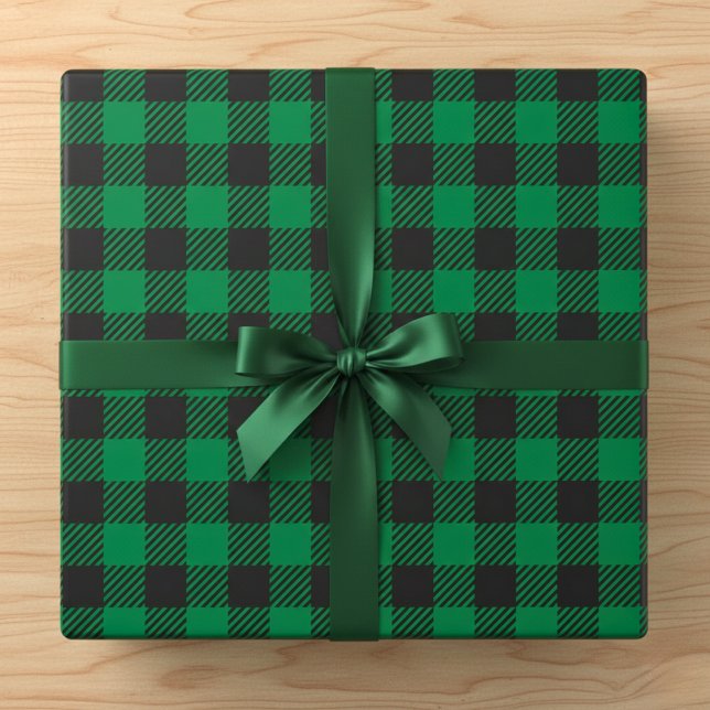 Papel De Presente Xadrez Rustic Green Buffalo (Rustic Green Buffalo Plaid Wrapping Paper)