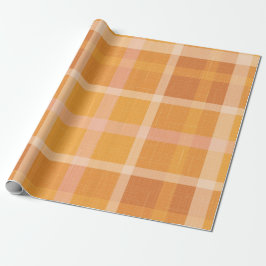 Papel De Presente Xadrez Rustic Orange Autumn Fall Tartan Wraping P