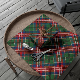 Papel De Presente Xadrez Rústico Clã MacCulloch Tartan Vermelho Verd