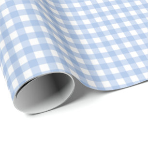 Papel De Presente Xadrez Simples Azul Claro