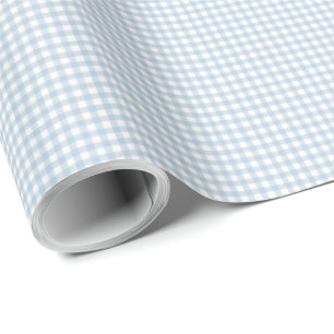 Papel De Presente Xadrez simples de pequenos cheques de gingham azul
