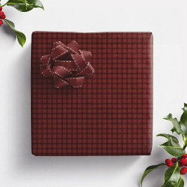Papel De Presente Xadrez simples vermelho grená natal simples