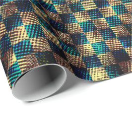 Papel De Presente Xadrez sujo e efeito arranhado, azul e amarelo