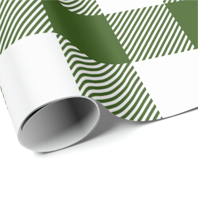 Papel De Presente Xadrez Tartan de Ano Novo de Natal Verde (Ponta do rolo)