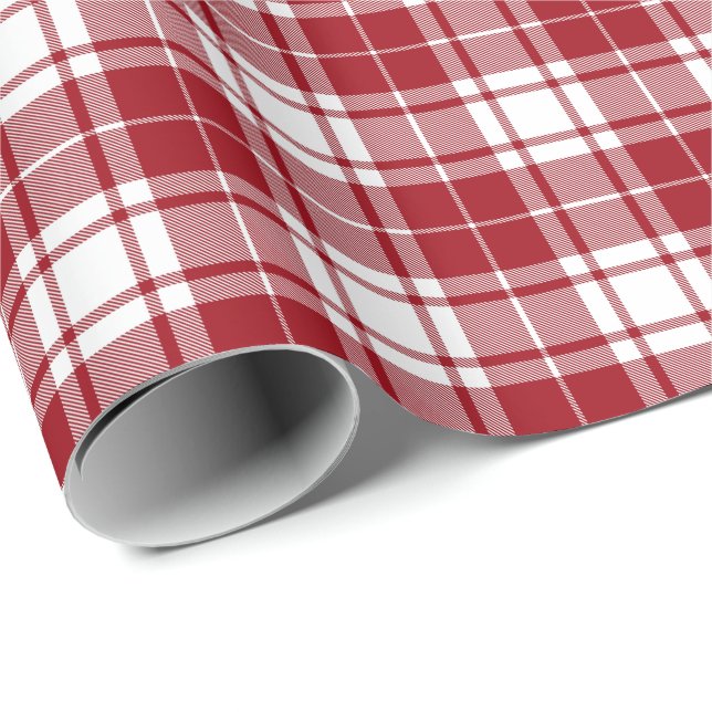Papel De Presente Xadrez Tartan de Ano Novo de Natal Vermelho (Ponta do rolo)
