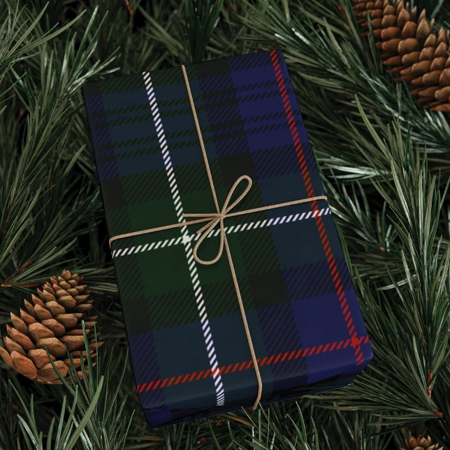 Papel De Presente Xadrez Tartan Green Purple Check Clan MacKenzie (Plaid Clan MacKenzie Green Purple Wrapping Paper)