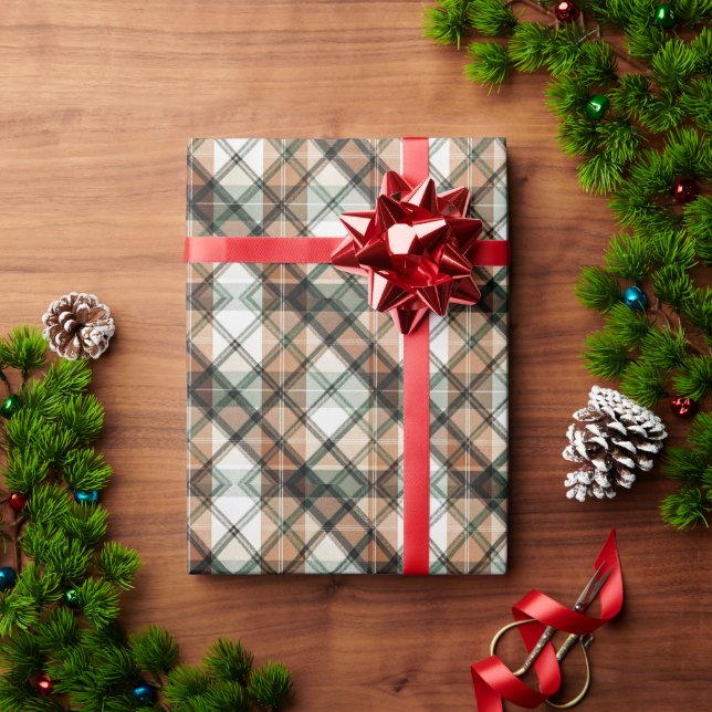 Papel De Presente Xadrez Terra de Outono (Presente de Natal)