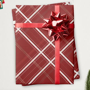Papel De Presente Xadrez Tradicional Natal Casa Aconchegante Dourado