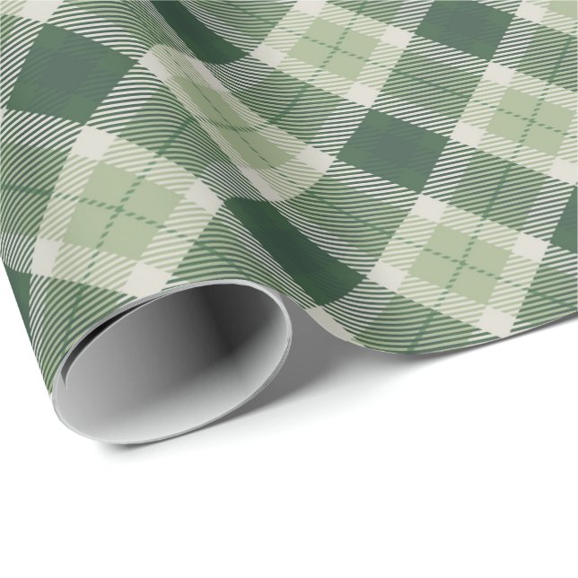 Papel De Presente Xadrez verde da floresta (Ponta do rolo)