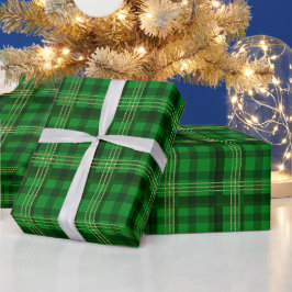 Papel De Presente Xadrez Verde de Natal