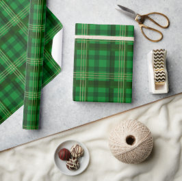 Papel De Presente Xadrez Verde de Natal Estiloso de Férias