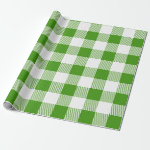 Papel De Presente Xadrez Verde e Búfalo Branco