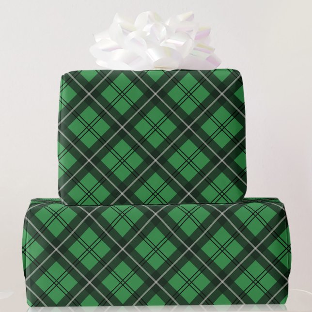 Papel De Presente Xadrez Verde e Negra Tartan Rolha de Natal de (Criador carregado)