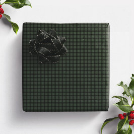 Papel De Presente Xadrez verde escuro simples de Natal