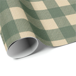 Papel De Presente Xadrez Verde Estilo Rústico Country
