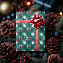 Xadrez verde festiva e vermelha - Feriado ensopado