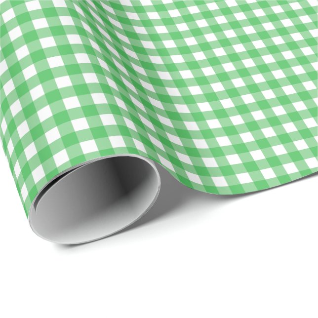 Papel De Presente Xadrez Verde Simples (Ponta do rolo)