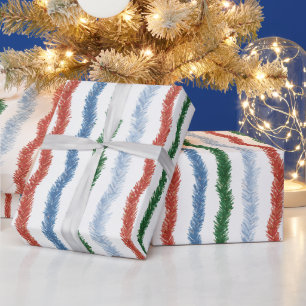 Papel De Presente Xadrez Verde Vermelho Branco Listras Natal