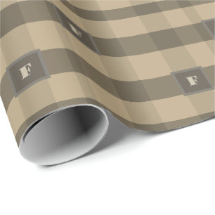 Papel De Presente Xadrez Verificada Monograma Castanho Beige