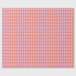 Papel De Presente Xadrez vermelha desenhada pela mão a rosa