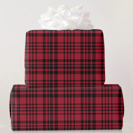 Papel De Presente Xadrez Vermelha e Negra Tartan Roll de Natal de