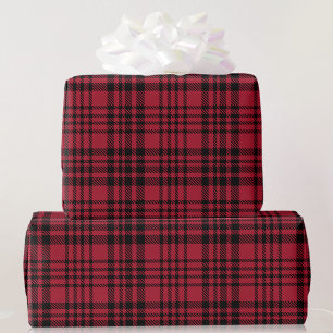 Papel De Presente Xadrez Vermelha e Negra Tartan Roll de Natal de